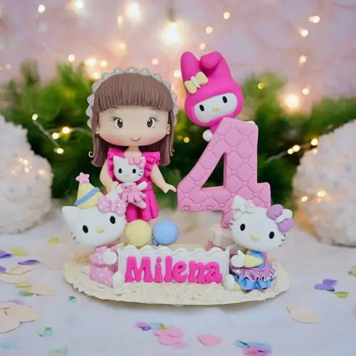 Topo de Bolo Hello Kitty Personalizado em Biscuit