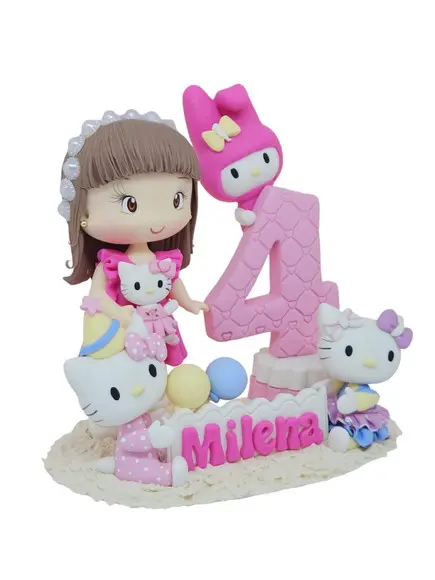 Topo de Bolo Hello Kitty Personalizado em Biscuit