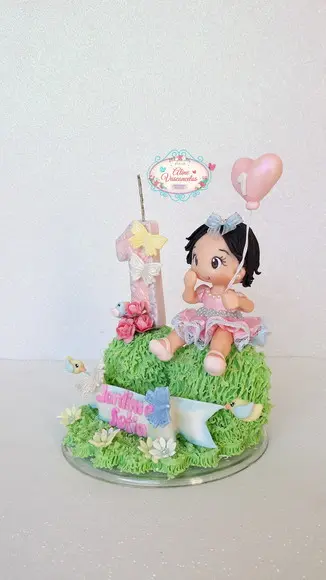 Topo de Bolo Jardim Encantado em Biscuit