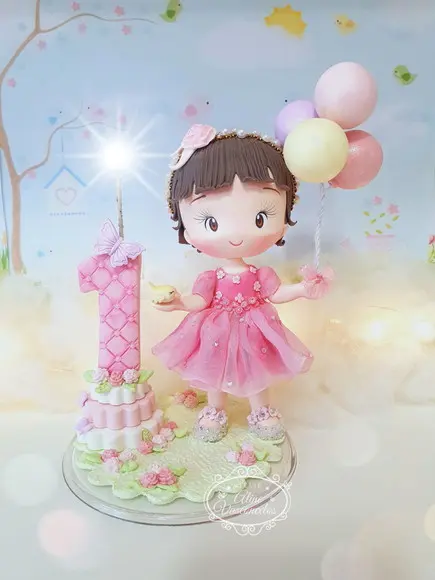 Topo de Bolo Jardim Personalizado em Biscuit