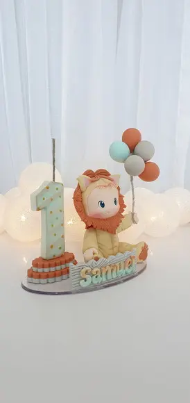 Topo de Bolo Leão em Biscuit