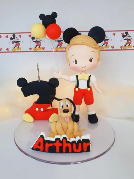 Topo de Bolo Mickey em Biscuit