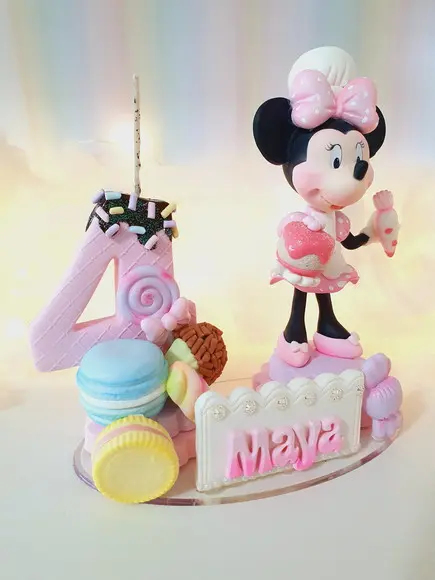 Topo de Bolo Minnie Confeiteira em Biscuit