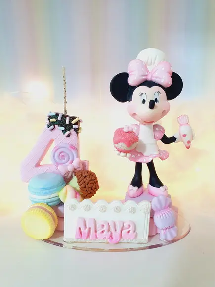 Topo de Bolo Minnie Confeiteira em Biscuit