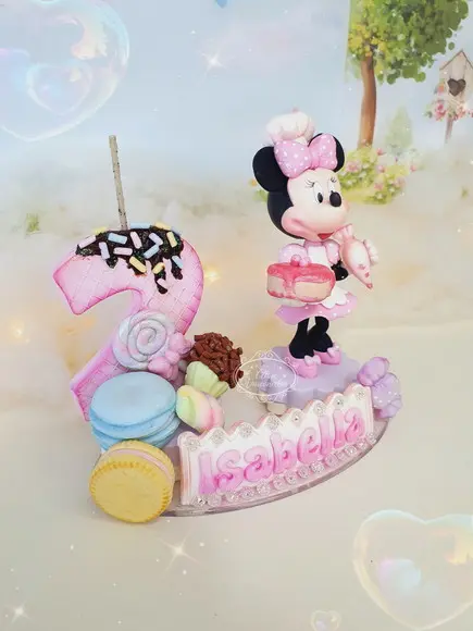 Topo de Bolo Minnie Confeiteira em Biscuit