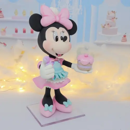 Topo de Bolo Minnie Confeiteira em Biscuit
