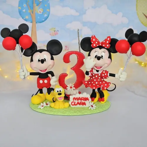 Topo de Bolo Minnie e Mickey em Biscuit
