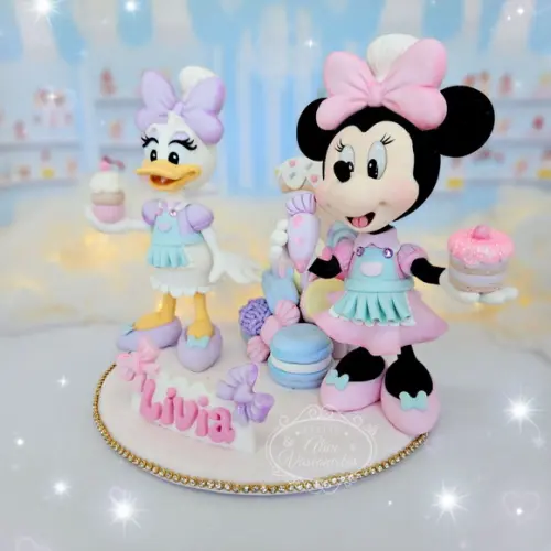 Topo de Bolo Minnie e Margarida Confeiteiras em Biscuit