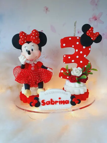 Topo de Bolo Minnie Mouse em Biscuit