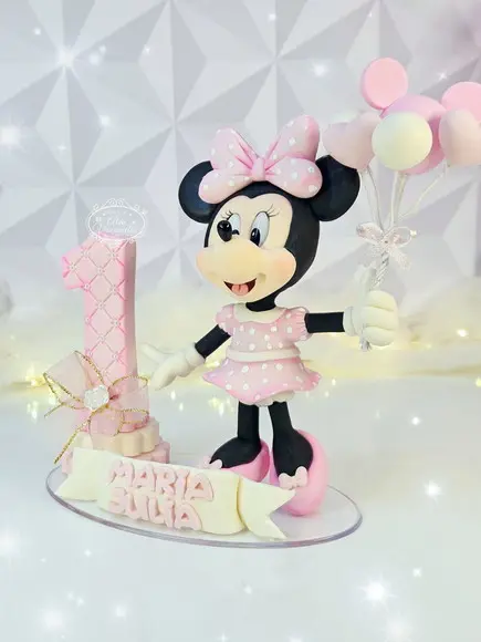 Topo de Bolo Minnie Mouse Personalizada em Biscuit