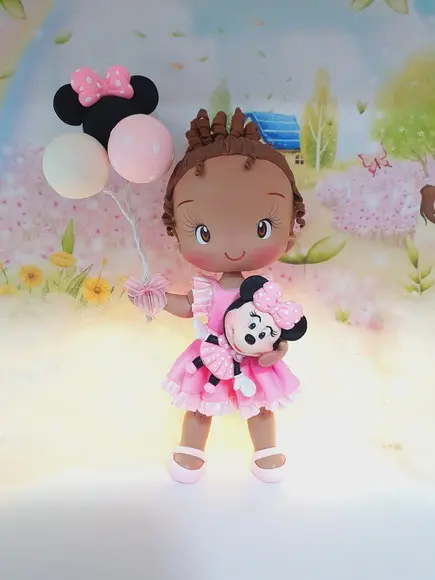 Topo de Bolo Minnie Mouse Personalizado em Biscuit