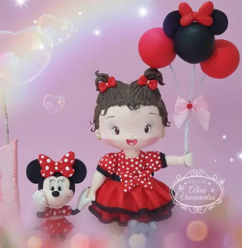 Topo de Bolo Minnie Mouse Personalizada em Biscuit