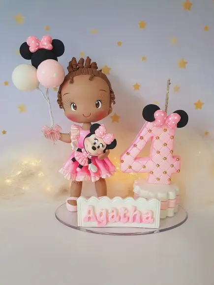 Topo de Bolo Minnie Mouse Personalizado em Biscuit