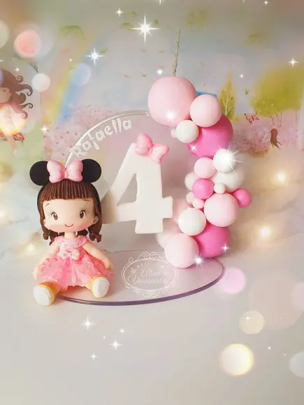 Topo de Bolo Minnie Mouse Personalizada em Biscuit