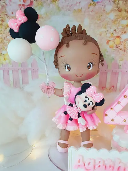 Topo de Bolo Minnie Mouse Personalizado em Biscuit