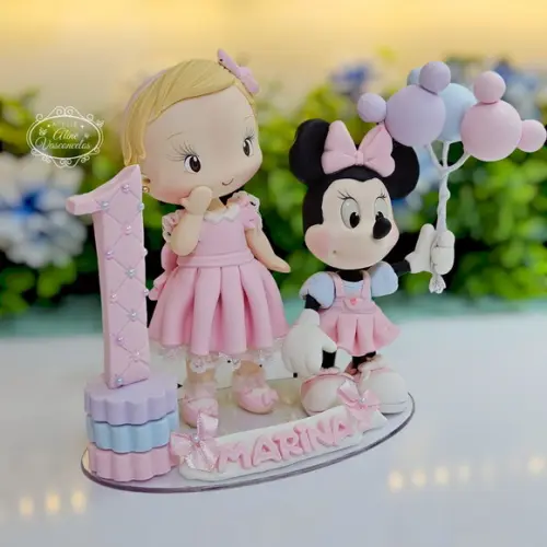 Topo de Bolo Minnie Mouse Personalizado em Biscuit