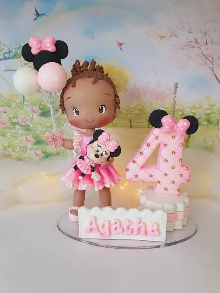 Topo de Bolo Minnie Mouse Personalizado em Biscuit