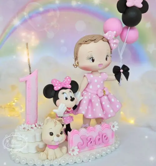 Topo de Bolo Minnie Mouse Personalizado em Biscuit