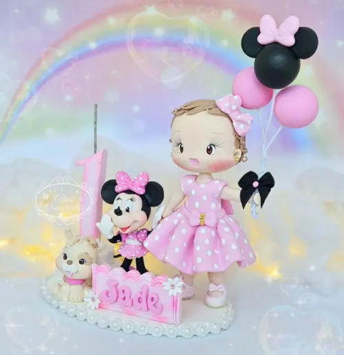 Topo de Bolo Minnie Mouse Personalizado em Biscuit