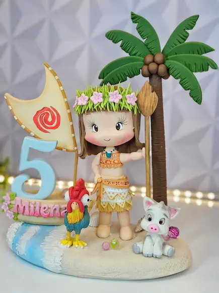 Topo de Bolo Moana Personalizada em Biscuit