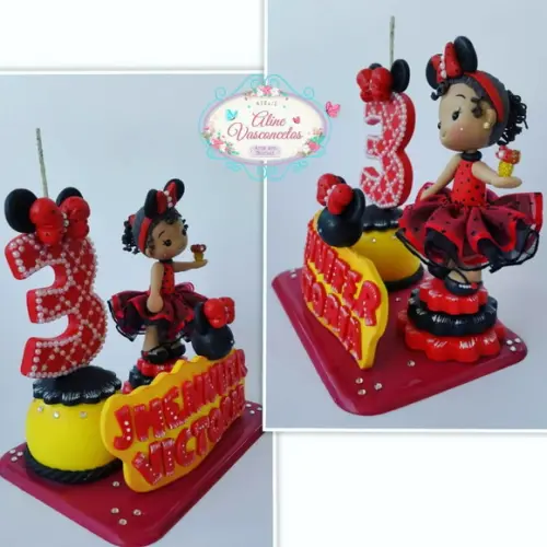 Topo de Bolo Minnie Mouse Personalizado em Biscuit