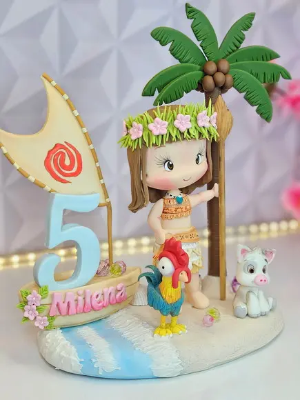 Topo de Bolo Moana Personalizada em Biscuit