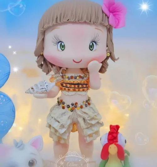 Topo de Bolo Moana Personalizada em Biscuit