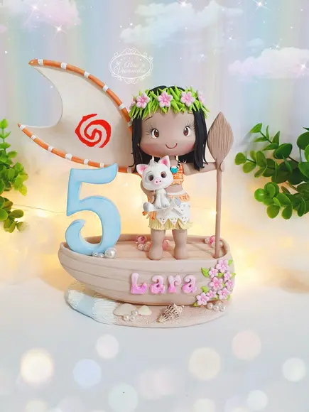 Topo de Bolo Moana Personalizada em Biscuit