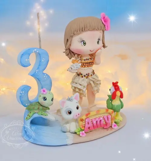 Topo de Bolo Moana Personalizada em Biscuit