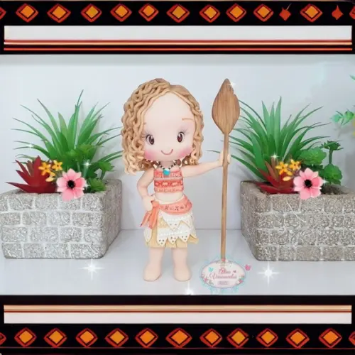 Topo de Bolo Moana Personalizada em Biscuit