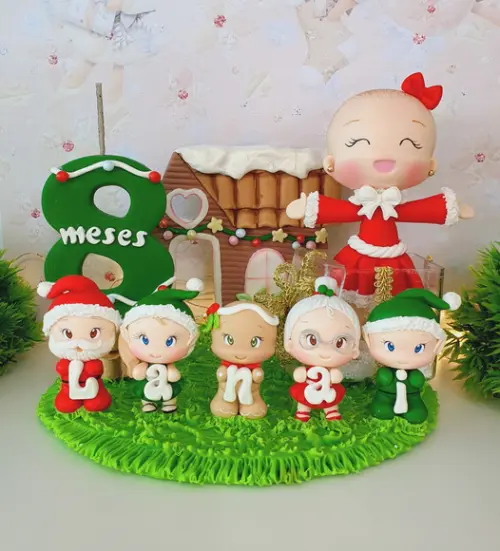Topo de Bolo Natal Personalizado em Biscuit
