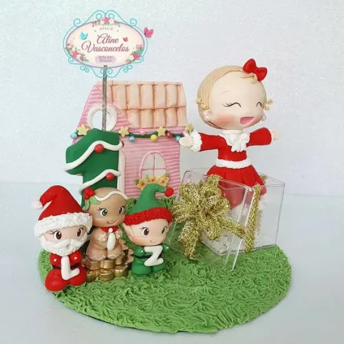 Topo de Bolo Natal Personalizado em Biscuit
