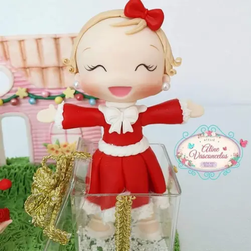 Topo de Bolo Natal Personalizado em Biscuit