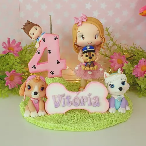 Topo de Bolo Patrulha Canina Cute/fofinho em Biscuit