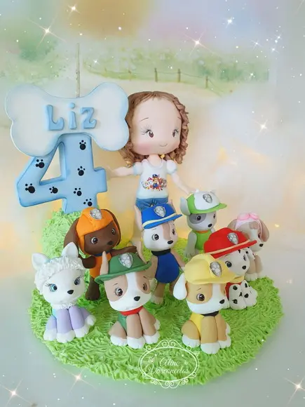 Topo de Bolo Patrulha Canina Personalizado em Biscuit