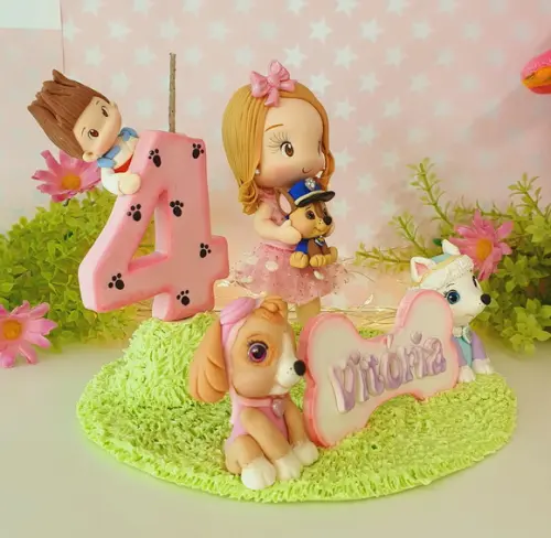 Topo de Bolo Patrulha Canina Cute/fofinho em Biscuit