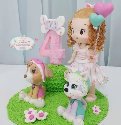Topo de Bolo Patrulha Canina Personalizado em Biscuit