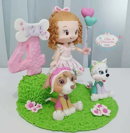 Topo de Bolo Patrulha Canina Personalizado em Biscuit
