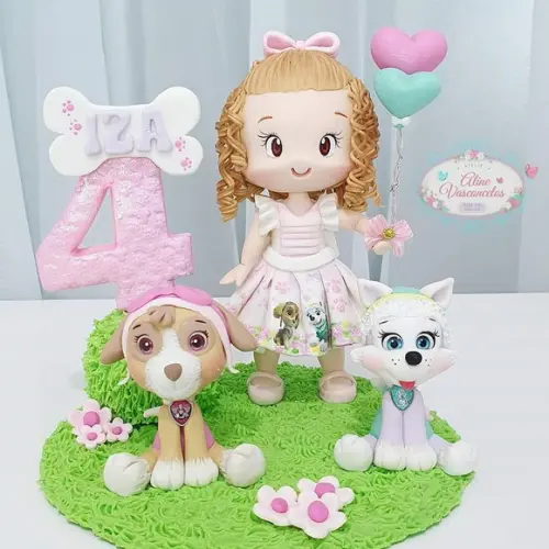 Topo de Bolo Patrulha Canina Personalizado em Biscuit