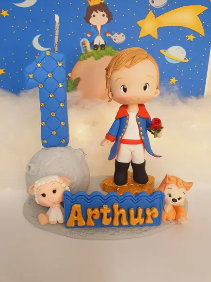 Topo de Bolo Pequeno Príncipe Personalizado em Biscuit