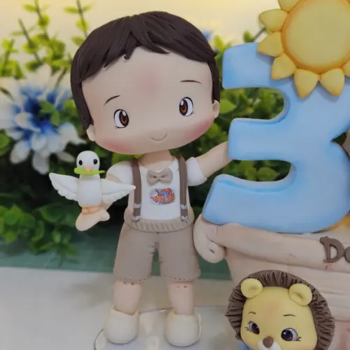 Topo de Bolo Personalizado Arca de Noé em Biscuit