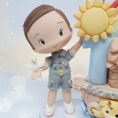 Topo de Bolo Personalizado Arca de Noé em Biscuit