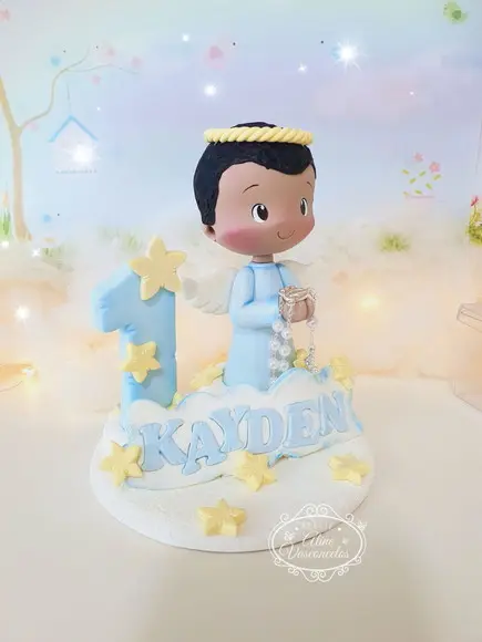 Topo de Bolo Personalizado Batizado em Biscuit
