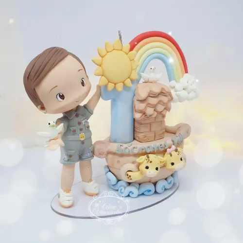 Topo de Bolo Personalizado Arca de Noé em Biscuit