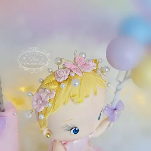 Topo de Bolo Personalizado Jardim Encantado em Biscuit