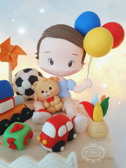 Topo de Bolo Personalizado Tema Brinquedos em Biscuit