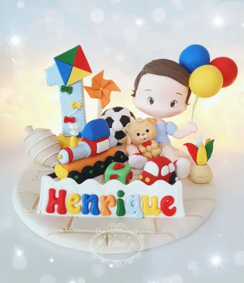 Topo de Bolo Personalizado Tema Brinquedos em Biscuit
