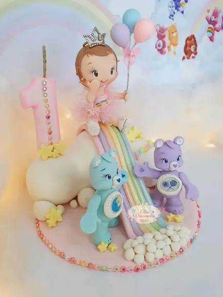 Topo de Bolo Personalizado Ursinhos Carinhosos Biscuit
