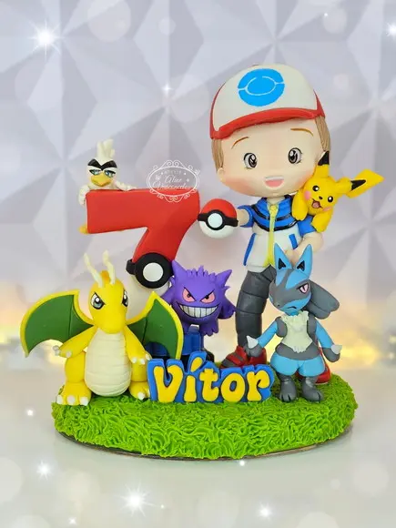 Topo de Bolo Pokemon Personalizado em Biscuit