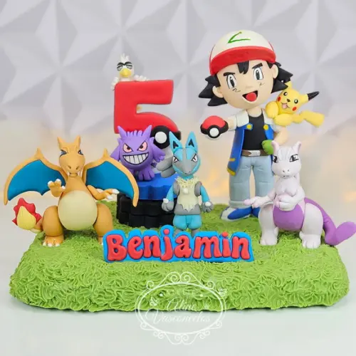 Topo de Bolo Pokemon em Biscuit